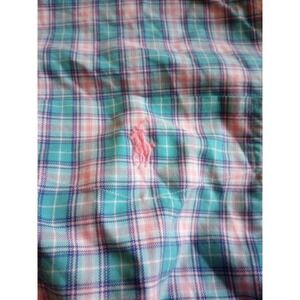Ralph Lauren Blake Green And Light Pink  Long Sleeve Shirt Size L Preppy